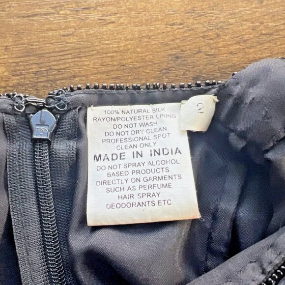 Cassandra Stone Fully Beaded Black Blue Ombre Silk Evening Gown - Size 2 - Picture 5 of 11